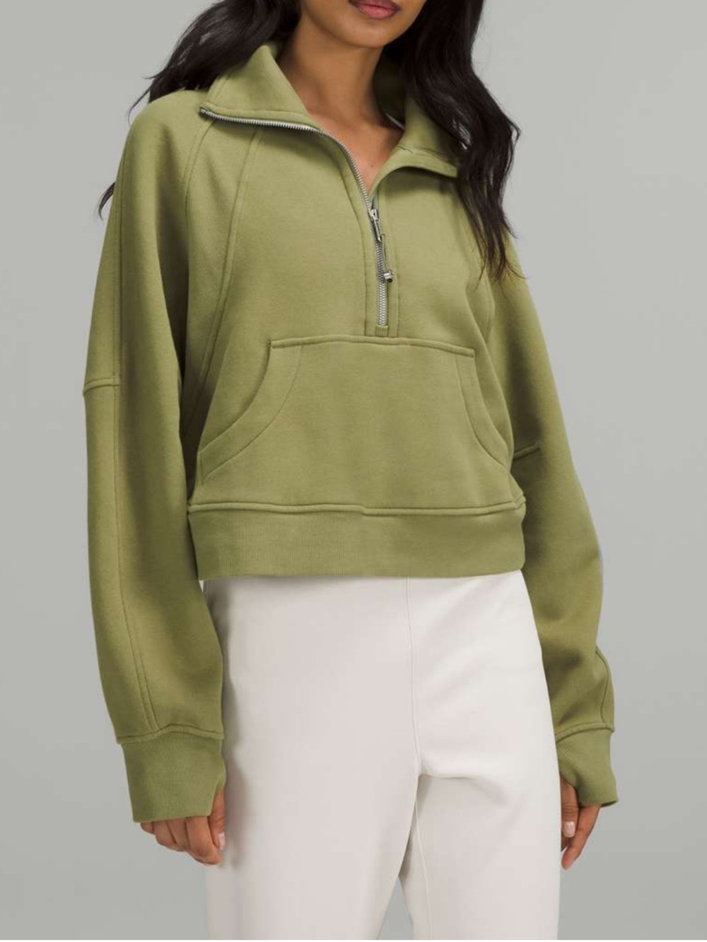 Lululemon Scuba Oversized Funnel Neck Half Zip in Wasabi Green